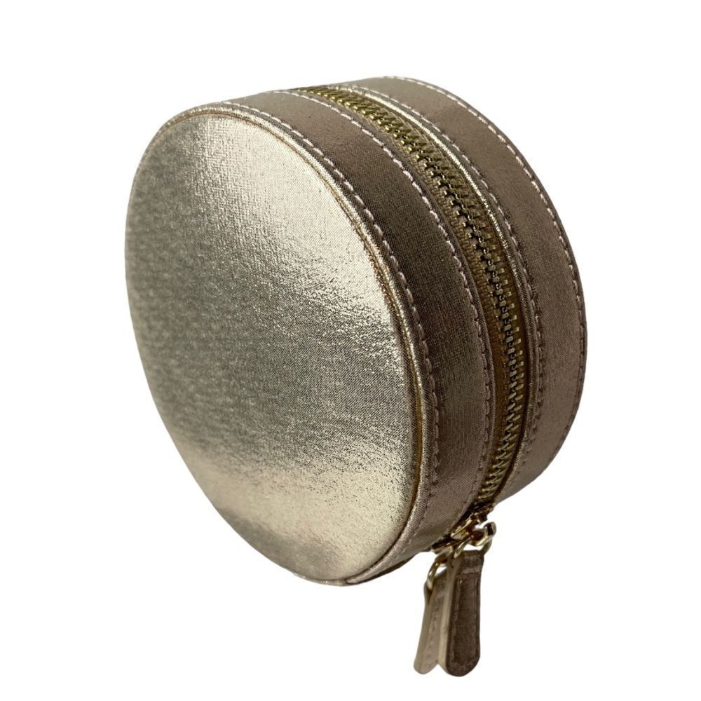 NWT R.H. Macy’s &Co WOLF DESIGNS Round Zip Jewelry Case gold